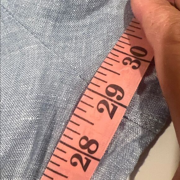 Athleta Retreat Linen Wide Leg Pant Chambray Blue Size 12 slits on sides - Picture 11 of 12